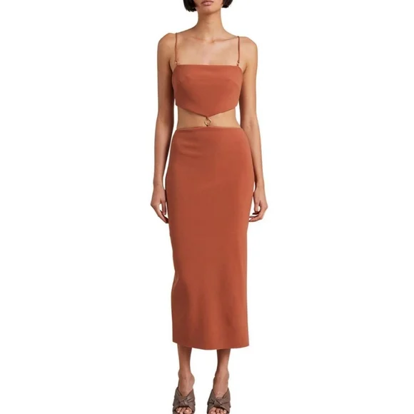 Bec + Bridge Alba Cut Out Midi Dress in Terracotta Size 6/XS - Picture 1 of 5